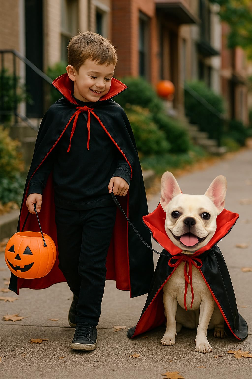 Black and Red Vampire Cape for Dogs and Cats – Halloween Pet Costume with Adjustable Ties