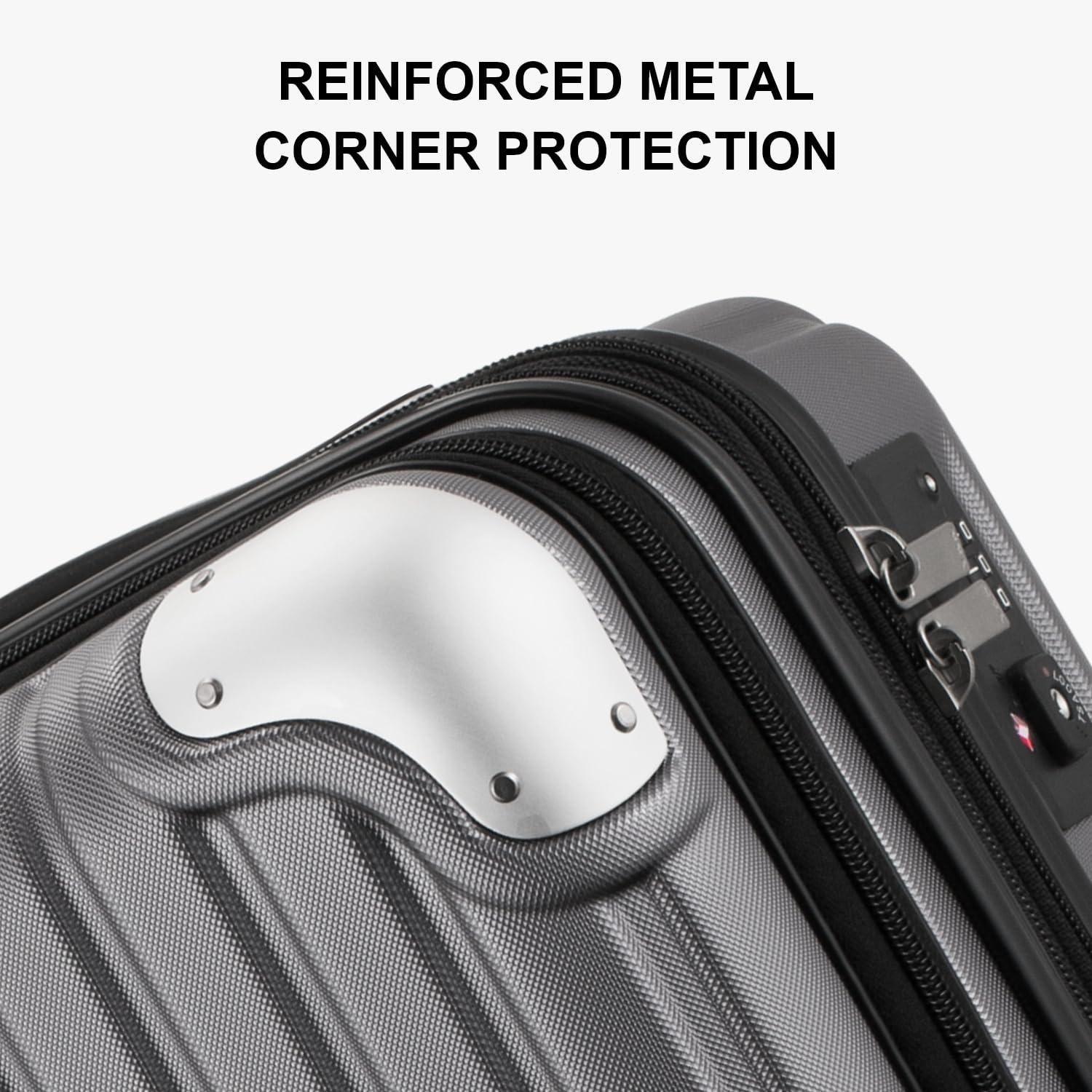 LEVEL8 Grace 20” Expandable Carry-On Luggage with Front Laptop Compartment, Hard Shell Spinner Suitcase with TSA Lock (Grey)