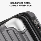 LEVEL8 Grace 20” Expandable Carry-On Luggage with Front Laptop Compartment, Hard Shell Spinner Suitcase with TSA Lock (Grey)