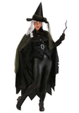 Gothic Witch Costume for Women – Deluxe Black & Green Velour Halloween Outfit with Hat & Belt (Medium)