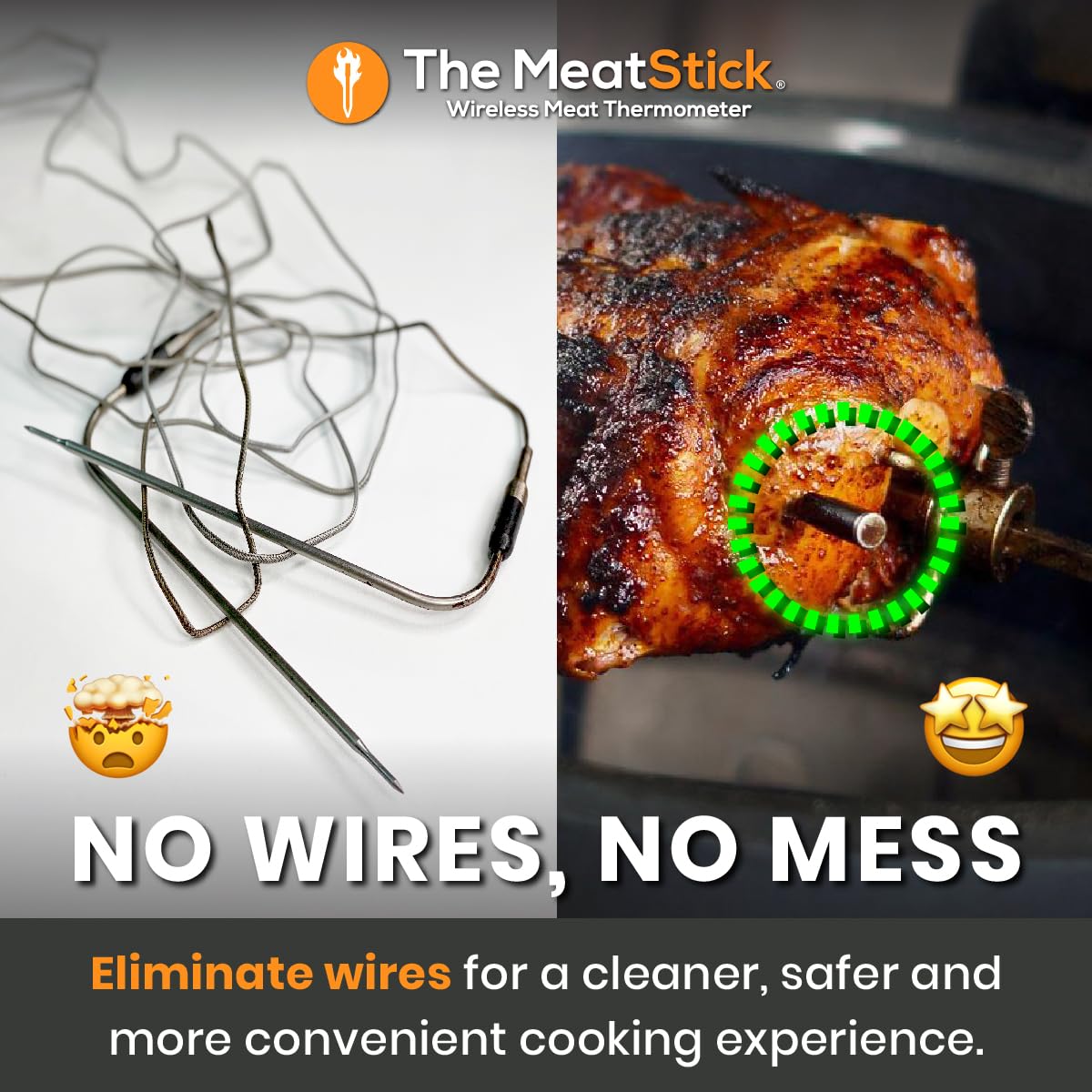Wireless Smart Meat Thermometer with 500ft+ Range & App Control