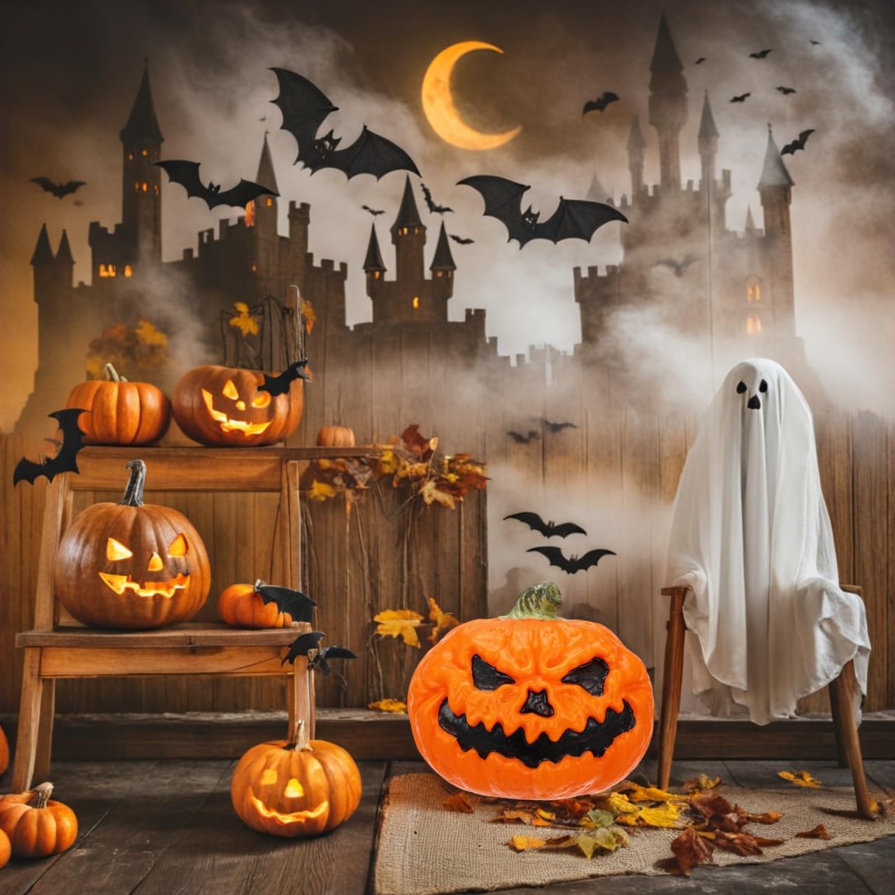 LED Light-Up Jack-O’-Lantern Pumpkin – Battery Operated Tabletop & Outdoor Halloween Decoration (6.6 x 5.9")