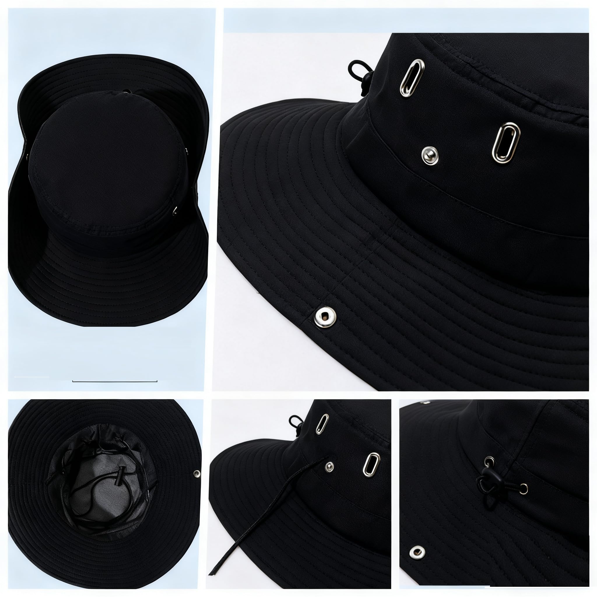 LEVAYHILL 16L Ultra-Compact Foldable Backpack & Bucket Hat 2-in-1 Lightweight Travel Set – Black