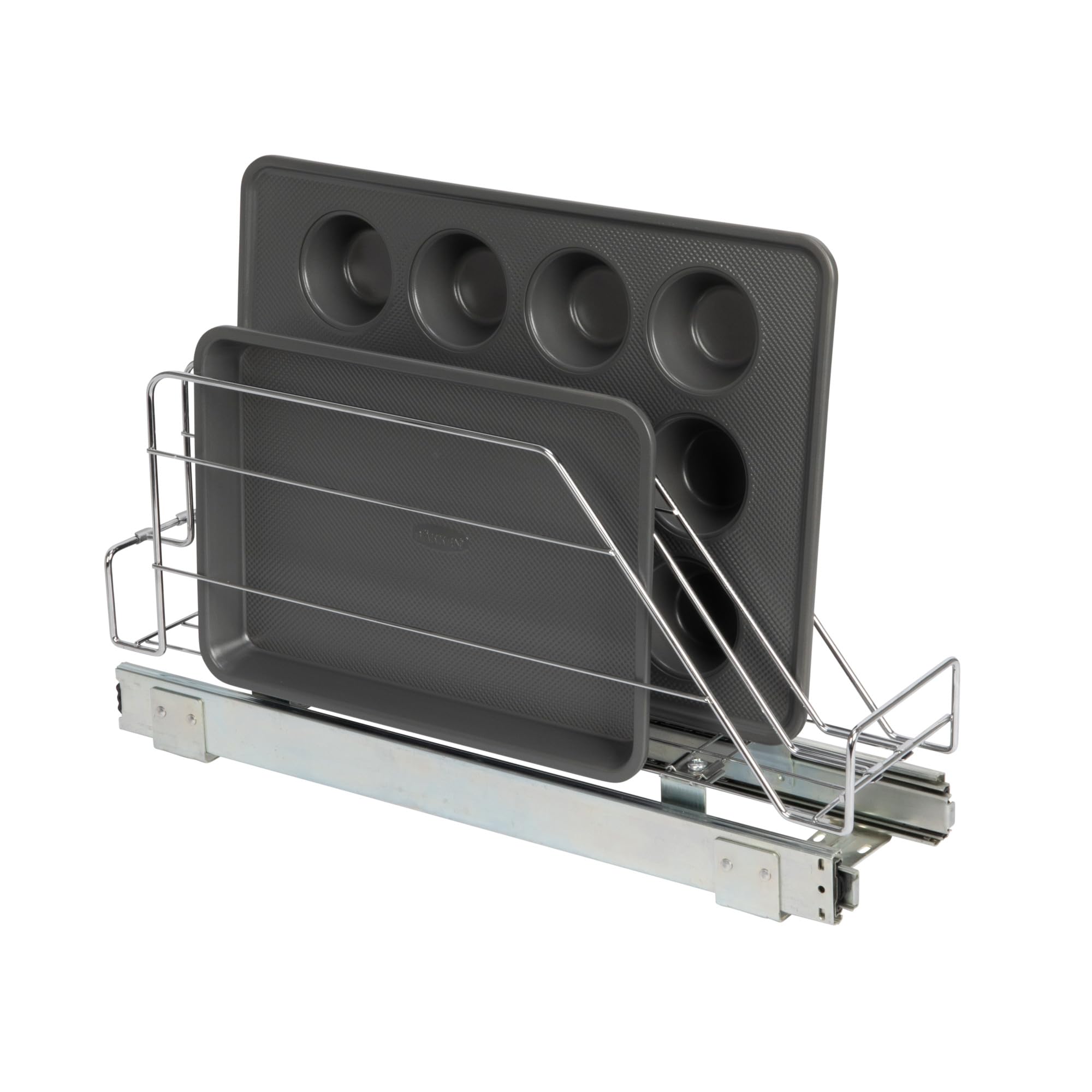 Household Essentials Glidez 3-Slot Pull-Out Cookware Organizer – Chrome Slide-Out Rack for Pots & Bakeware