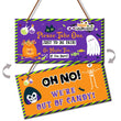 Reversible Trick or Treat Halloween Sign – Double-Sided Candy Bowl Door Hanger (10x5 Inch PVC)