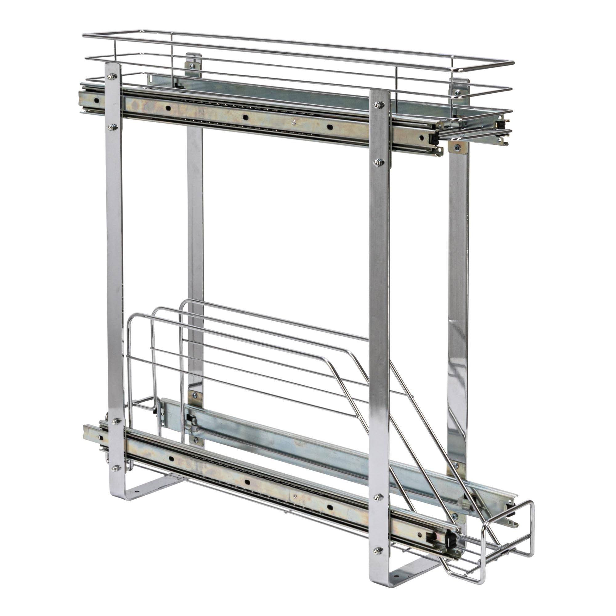 Household Essentials Glidez 2-Tier Pull-Out Cookware Organizer – Chrome Slide-Out Rack with Dual Storage Levels