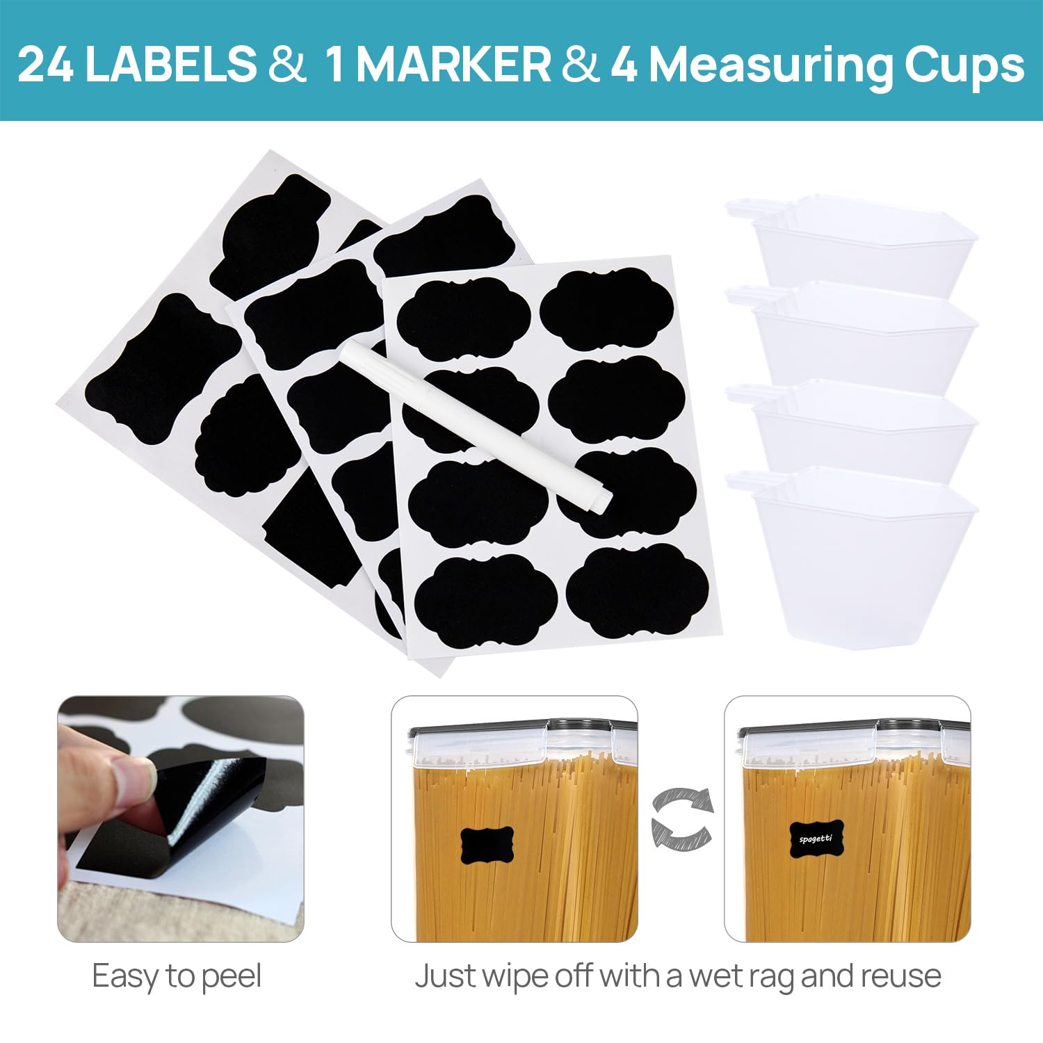 10-Piece Airtight Flour & Sugar Storage Containers Set – BPA-Free Stackable Pantry Canisters with Measuring Cups (Black)