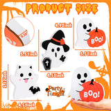 Cute Wooden Ghost Decor Set – 3-Piece Halloween Tabletop Decorations in Orange, Black & White