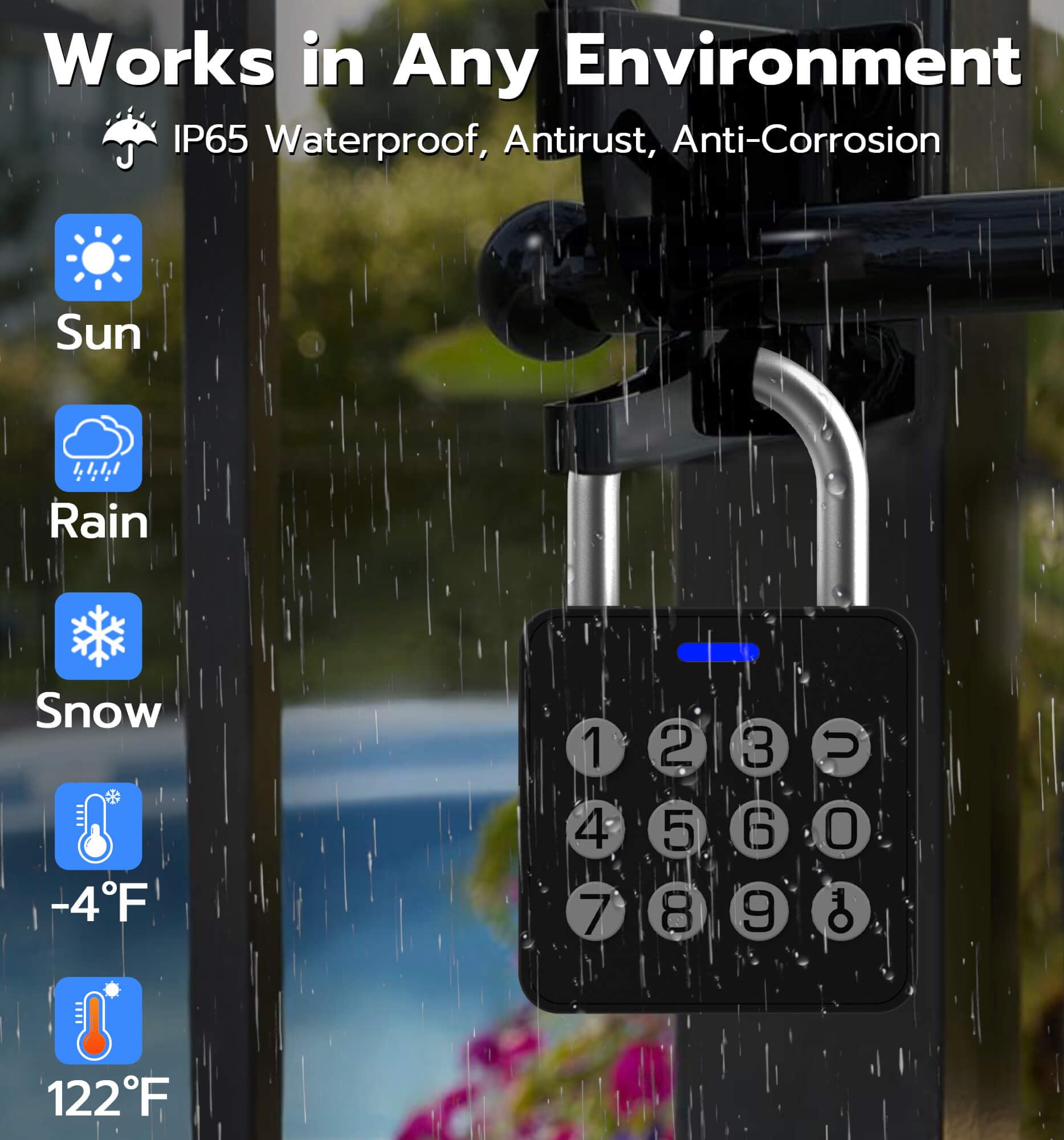 Smart Fingerprint & Passcode Padlock with App Control, USB-C Rechargeable Waterproof Security Lock for Gym, Luggage & Storage