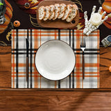 Halloween Placemats Set of 4 – Orange & Black 100% Polyester Table Mats by Artoid Mode (18x12”)