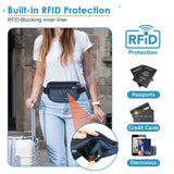 Travel Inspira RFID Anti-Theft Money Belt – Ultra-Slim Hidden Passport & Cash Wallet (Navy Blue)