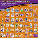 100PCS Halloween Stickers for Kids – Waterproof Vinyl Stickers with Cute Ghosts, Pumpkins & Monsters