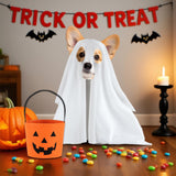 White Dog Ghost Costume – Soft Halloween Pet Outfit for Small Dogs & Cats (Model CWGHZB001)