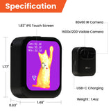 Mini Pocket Thermal Camera with Touchscreen – 80x60 IR Sensor, Real-Time Heat Detection (Black)