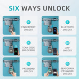SFW GS50S Fingerprint Smart Padlock with Password Unlock, Bluetooth App Control & USB-C Rechargeable Battery