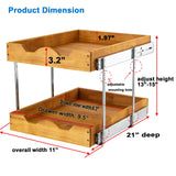 DINDON Slim Oak Wood 2-Tier Pull-Out Cabinet Organizer – Narrow Dual-Level Slide-Out Drawer for Under-Cabinet Storage