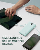 10000mAh Portable Power Bank with Built-in AC Wall Plug & Multi Cables – Ultra Lightweight Fast Charging Travel Battery Green