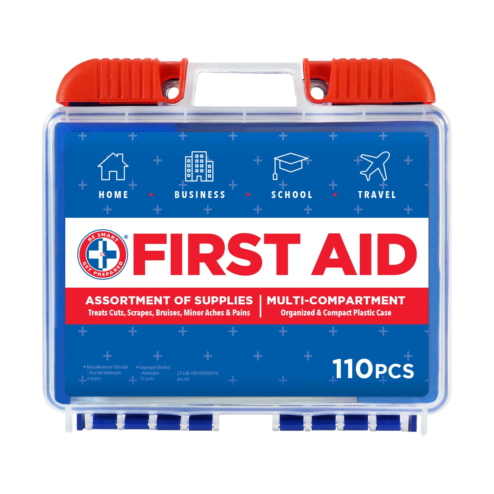 Be Smart Get Prepared First Aid Kit – 110 Pieces, FDA Approved Compact Emergency Kit (Dark Blue)