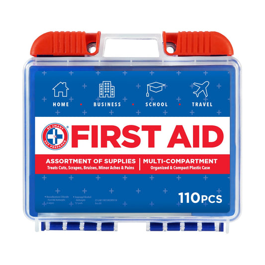 Be Smart Get Prepared First Aid Kit – 110 Pieces, FDA Approved Compact Emergency Kit (Dark Blue)