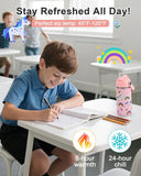 14 oz Kids Insulated Water Bottle with Silicone Straw – Leakproof Stainless Steel School Bottle