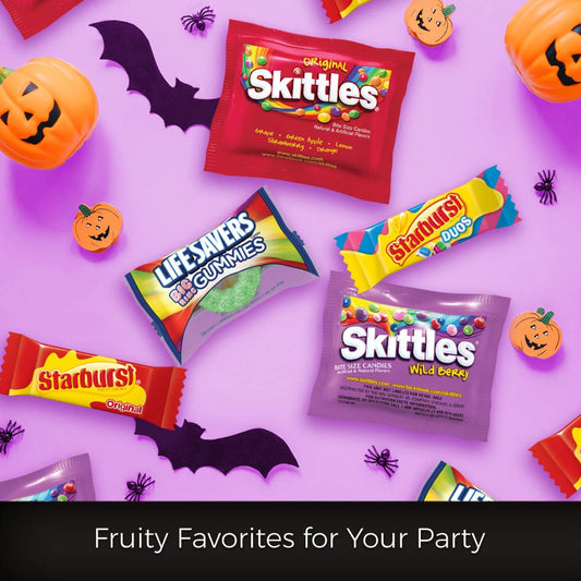 STARBURST, SKITTLES & LIFE SAVERS Halloween Variety Bag – 315PCS Fruity Candy Mega Mix 🍓🍋🍇 Perfect for Parties & Trick-or-Treat 🎃