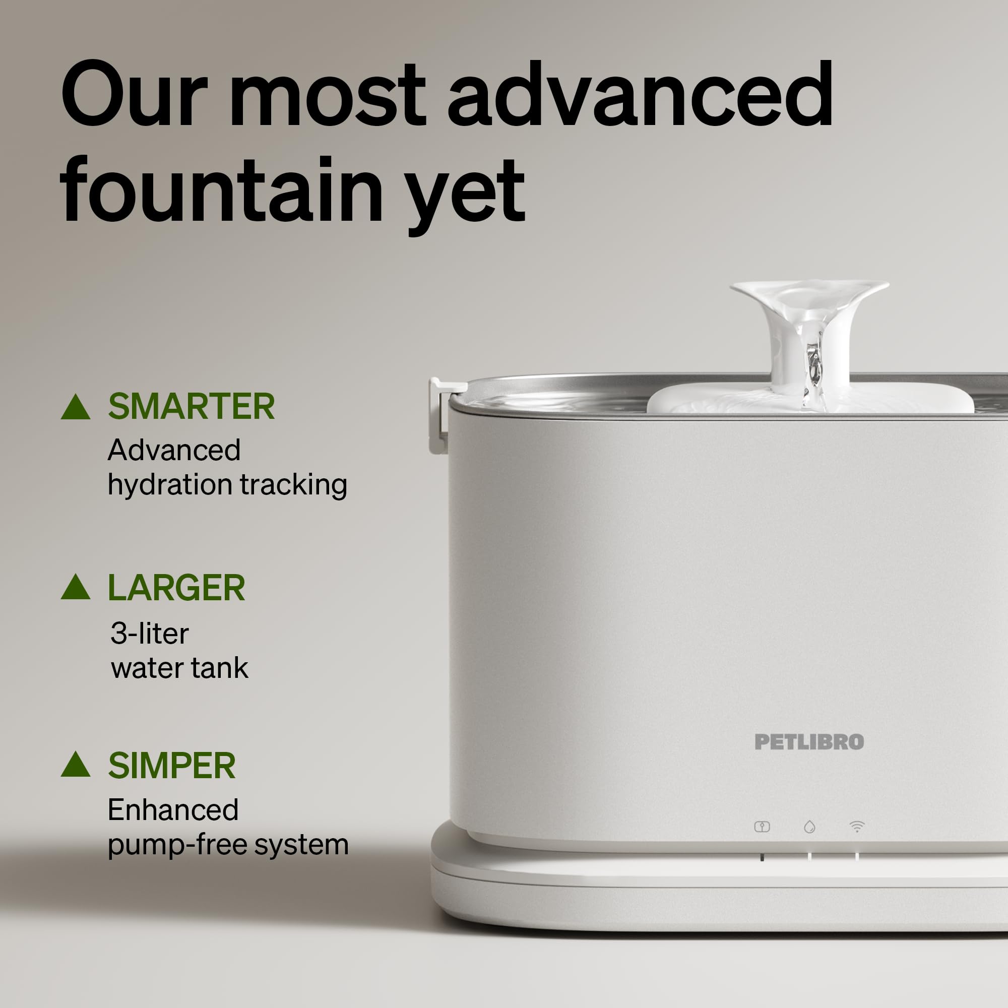 PETLIBRO Dockstream 2 Smart Cat Water Fountain 3L – WiFi Hydration Tracking & Pump-Free Design (White)