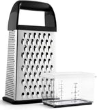Heavy-Duty Stainless Steel Box Grater with Container – 4-Sided Sharp Blades & Non-Slip Base