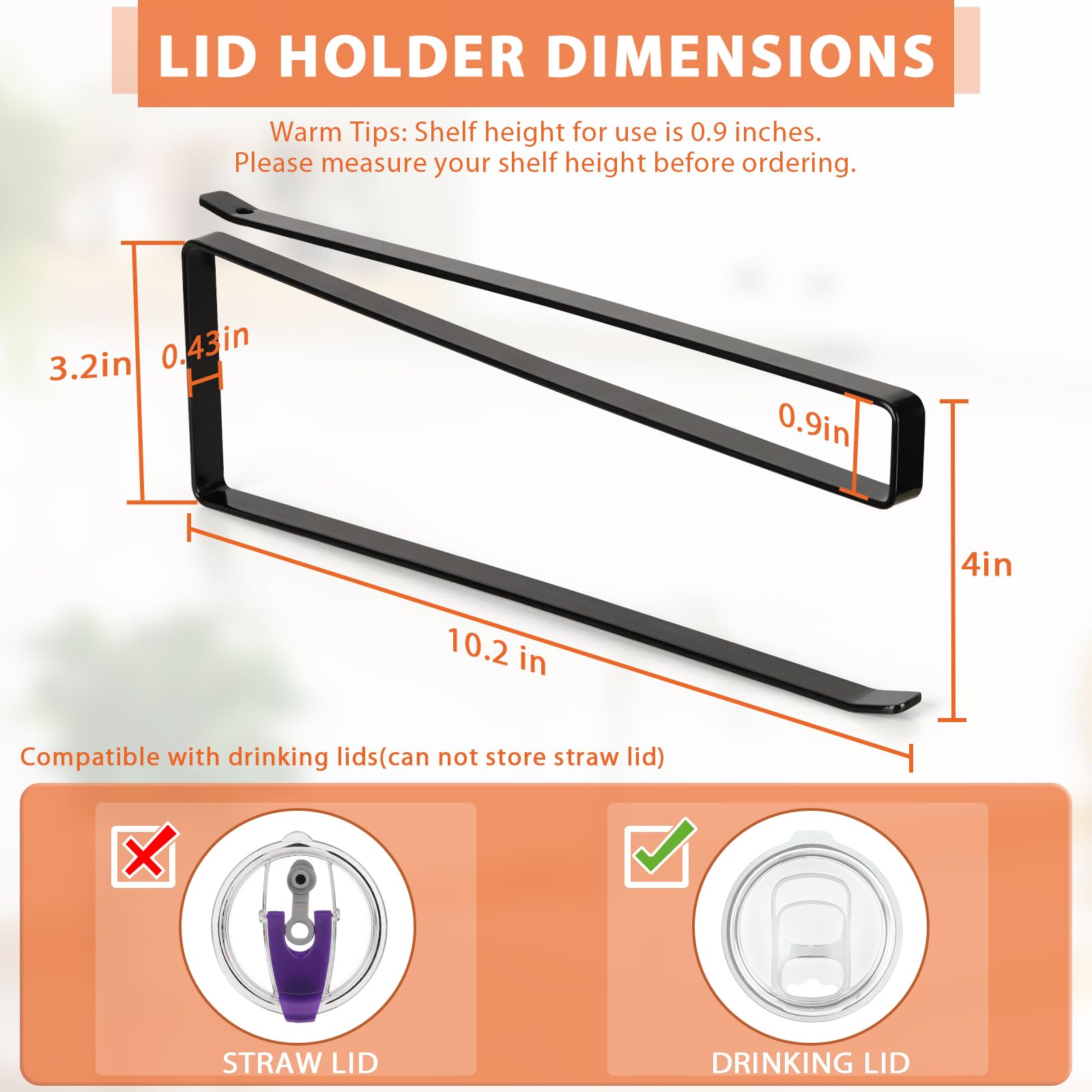 Under Cabinet Tumbler Lid Holder – No-Drill Hanging Organizer for Lids, Paper Rolls & Kitchen Accessories
