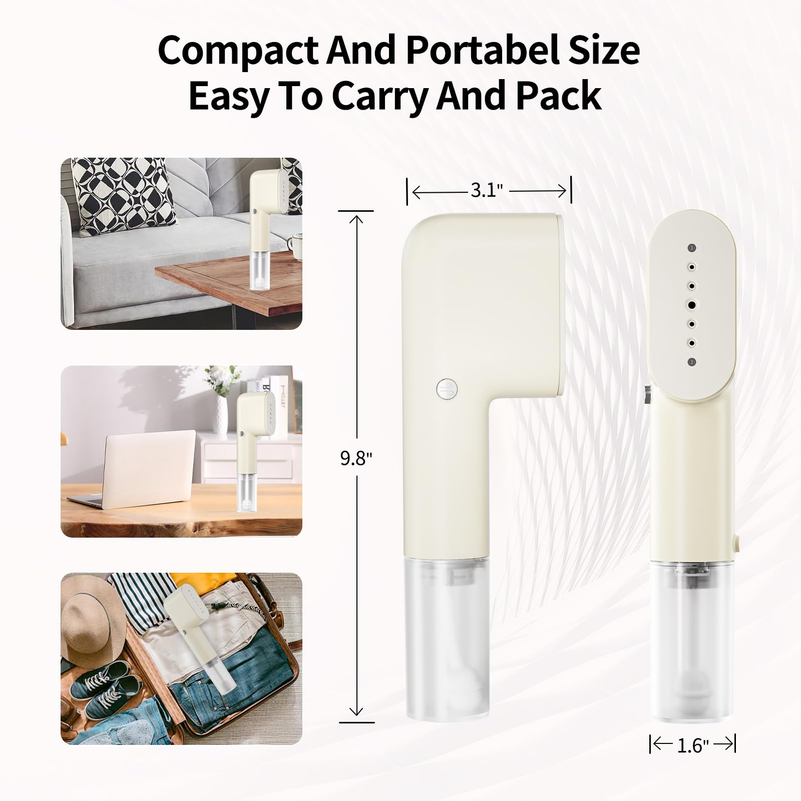 Mini Portable Handheld Garment Steamer 800W Fast Heat Travel Wrinkle Remover with Compact Water Tank