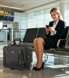 Star Cloud Rigid Frame Rolling Laptop Bag with Wheels, TSA-Friendly Underseat Carry-On Business Briefcase (Black)