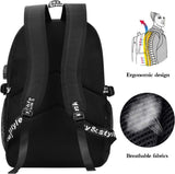 Glow Anime School Backpack with USB Port and Lock