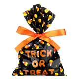 🎁 100 Pack Candy Corn Cello Bags with Ribbon – Halloween & Holiday Treat Bags (9x6 Inches, Includes 22-Yard Ribbon Roll)