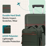 Green 3-Piece Carry-On Luggage Set with Backpack & Toiletry Bag