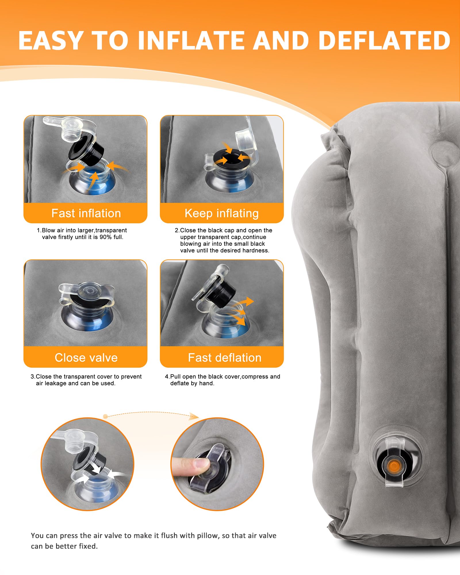 Inflatable Travel Neck Pillow with Eye Mask & Earplugs – Compact Airplane Pillow for Comfortable Flights & Travel Sleep