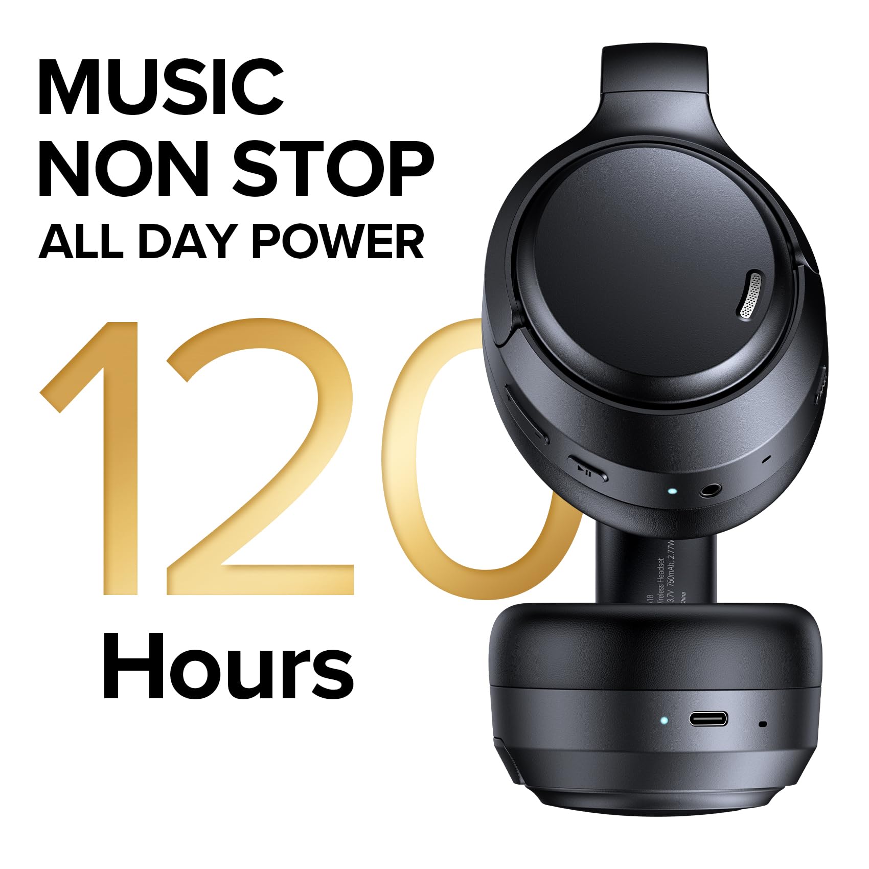 A18 Pro Hybrid Active Noise Cancelling Headphones – Bluetooth 6.0, 120H Playtime, 6-Mic ENC & Hi-Res Audio (Black)
