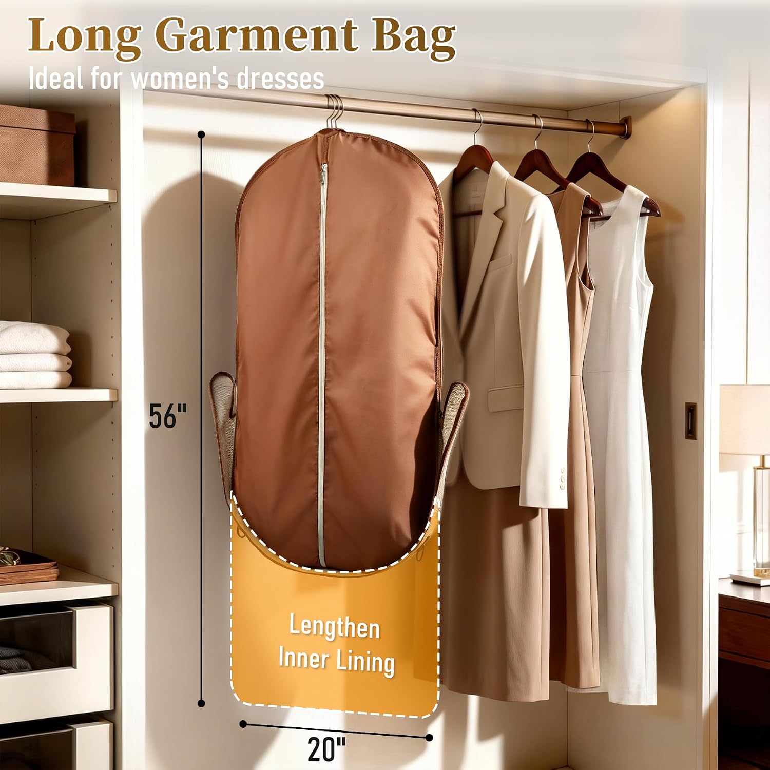 56-Inch Beige Foldable Carry-On Garment Bag