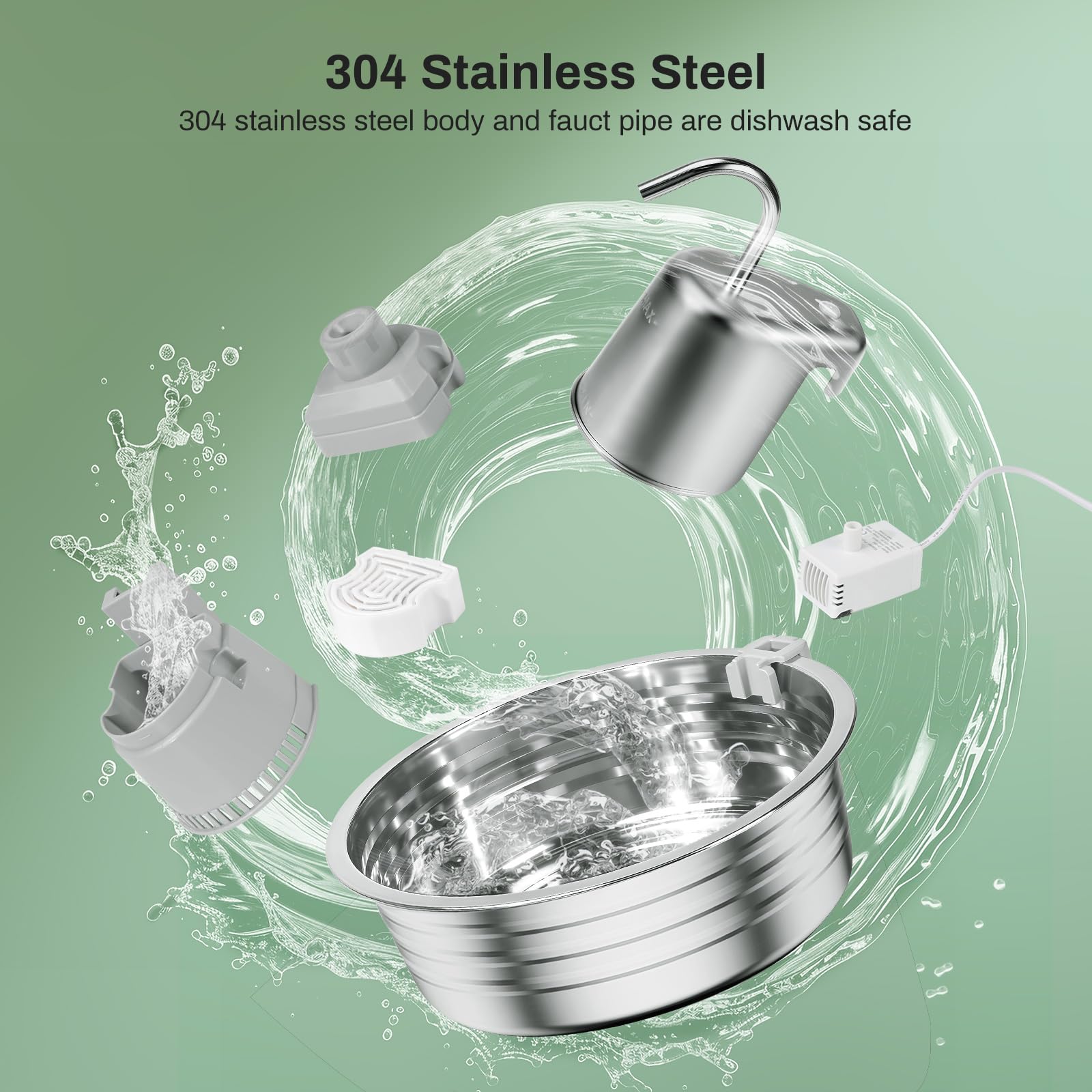 4L Stainless Steel Cat & Dog Water Fountain with Quad Filtration, Ultra Quiet Pump & High-Capacity Automatic Pet Hydration System – Silver