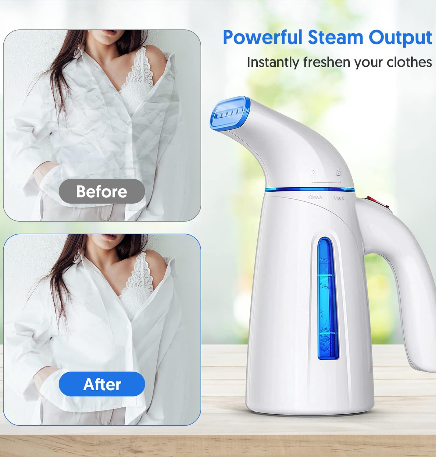 Handheld Garment Steamer 700W Portable Wrinkle Remover with Stainless Steel Heating Panel and Large Tank