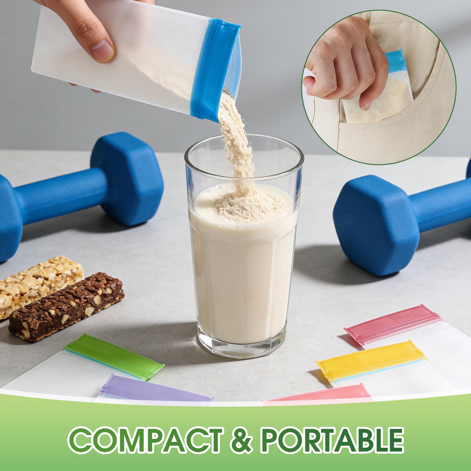24-Piece Protein Powder Travel Container Set with Funnel, Spoon & Carabiners – Portable Gym & Fitness Organizer
