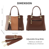 Pomelo Best Women’s Color Block Satchel Handbag – PU Leather Top Handle Tote with Multiple Pockets & Crossbody Strap (Brown Combination)