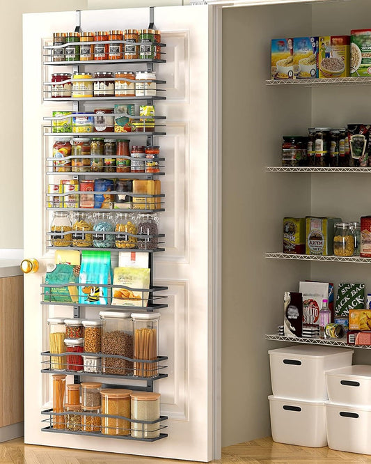 MOFOROCO 9-Tier Over-the-Door Pantry Organizer – Heavy-Duty Metal Hanging Storage Rack for Kitchen & Home (Black)