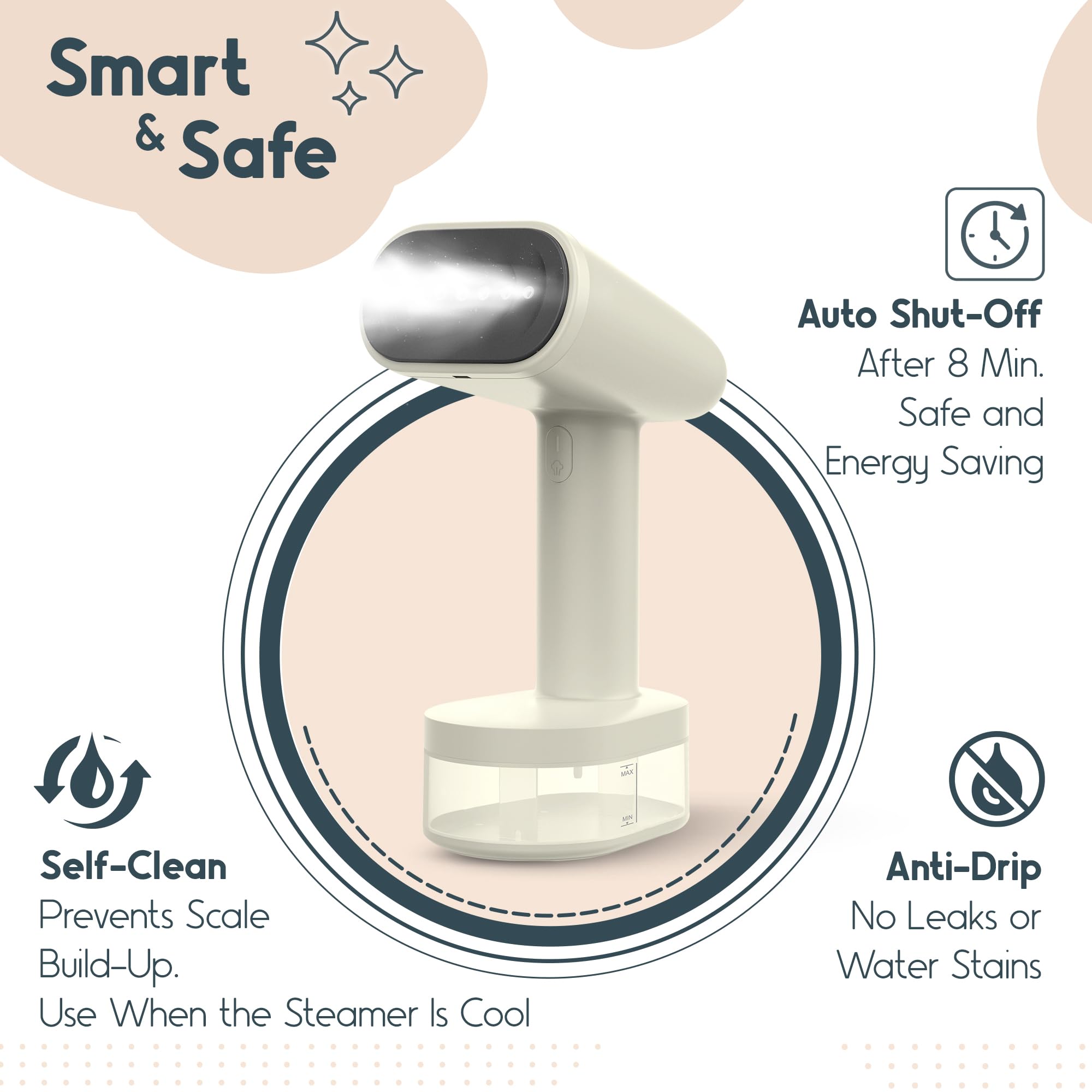 Tata Michelle Turbo Handheld Garment Steamer 1600W with Self-Cleaning System and Leakproof Portable Design