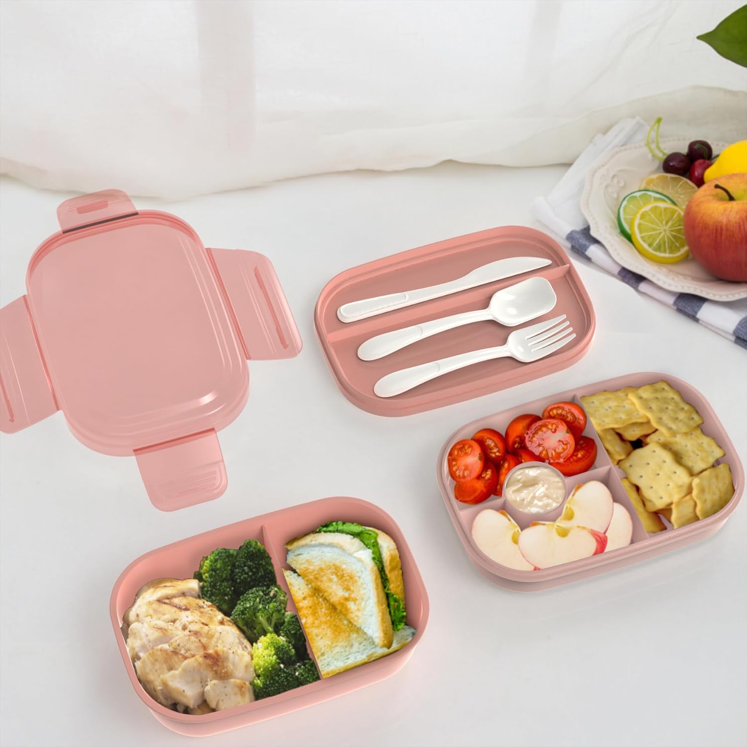 Pink 64 oz Stackable Bento Set with Insulated Lunch Bag
