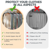 40” Hanging Garment Bags for Closet Storage (6-Pack) – Clear Suit Covers with Gussets for Coats, Dresses & Jackets