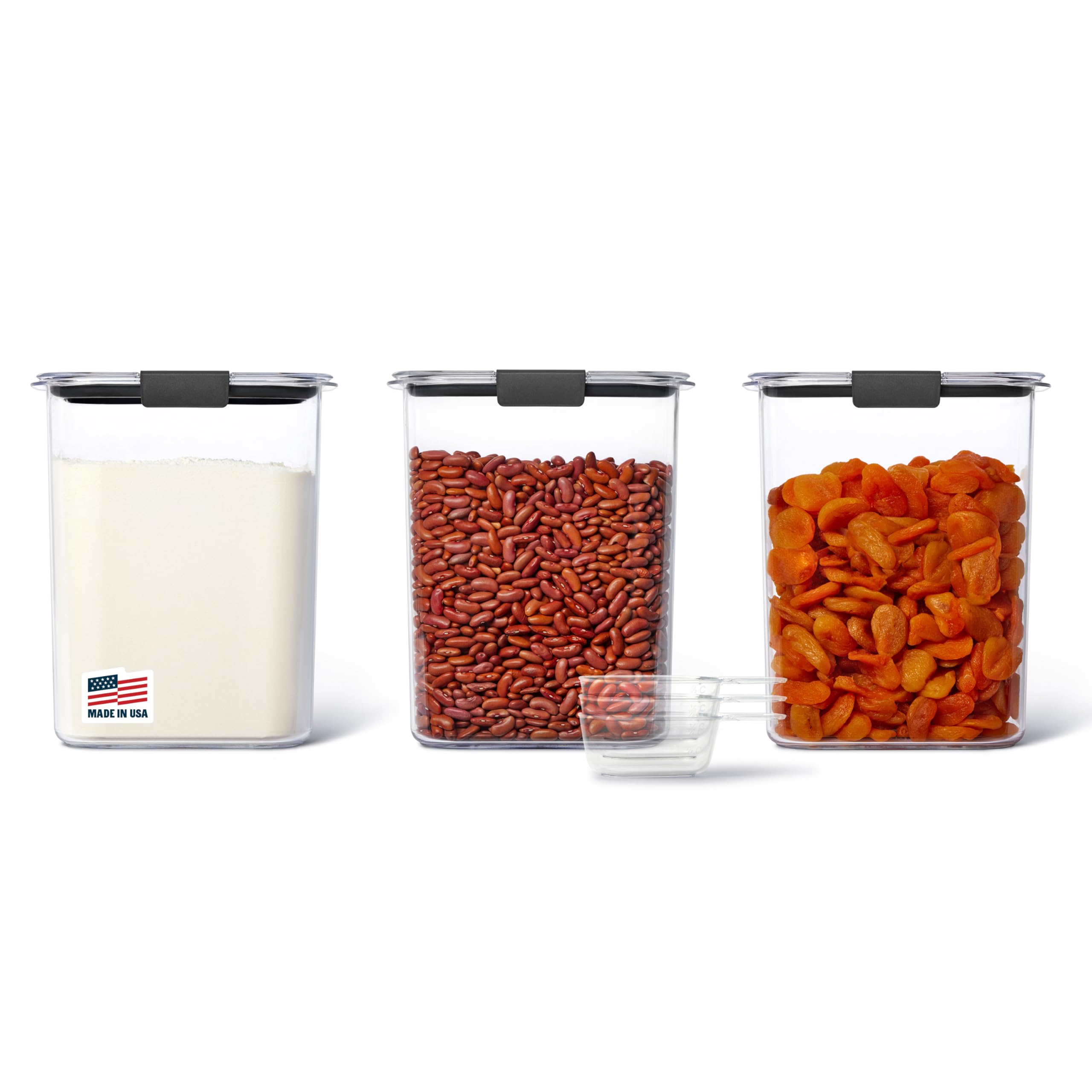 Brilliance Airtight Pantry Containers Set – 3 x 16-Cup Tritan Storage with Scoops (Clear)