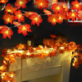 Fall Maple Leaf String Lights – 2 Pack 20FT (40 LED) Battery Operated Garland for Halloween & Thanksgiving Decor (Orange/Yellow, Waterproof)