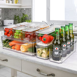Clear Refrigerator Organizer Bins – 10 Pack Stackable Pantry & Fridge Storage Containers with Drain Tray
