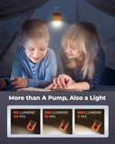 Portable Electric Air Pump with LED Camping Light – Rechargeable Mini Inflator for Air Mattresses, Pool Floats & Camping Gear