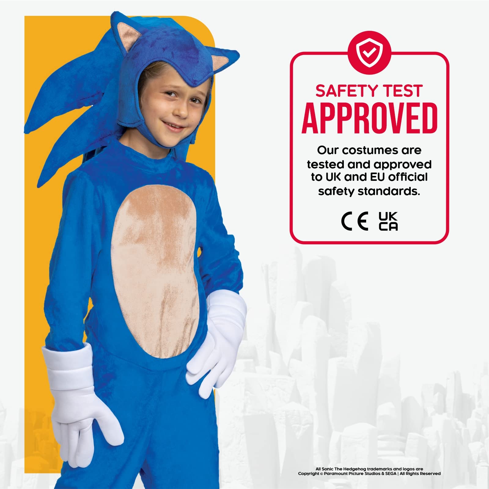 Kids Deluxe Sonic the Hedgehog Costume – Jumpsuit with Headpiece, Gloves & Tail for Halloween or Cosplay