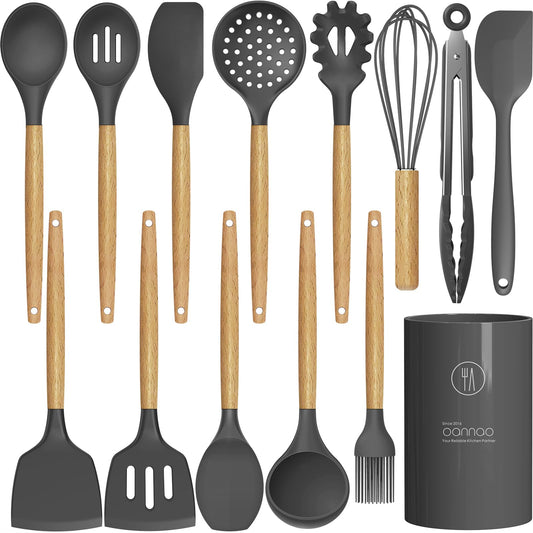 Silicone Kitchen Utensils Set – BPA-Free, Heat Resistant Cooking Tools with Stainless Steel Core